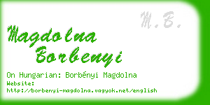 magdolna borbenyi business card
